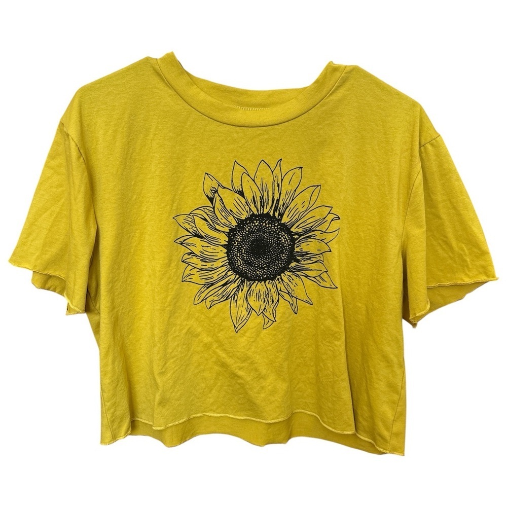 Sunflower Graphic Crop Tee - Yellow